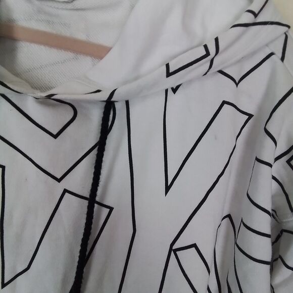 DKNY‎ Womens Hoodie Dress XL White Black Logo Sweatshirt Dress Cozy Soft - Picture 11 of 13